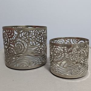 4 /$25 Bath Bodyworks Pair of Silver Tree Branch Design Candle Holder Sleeves